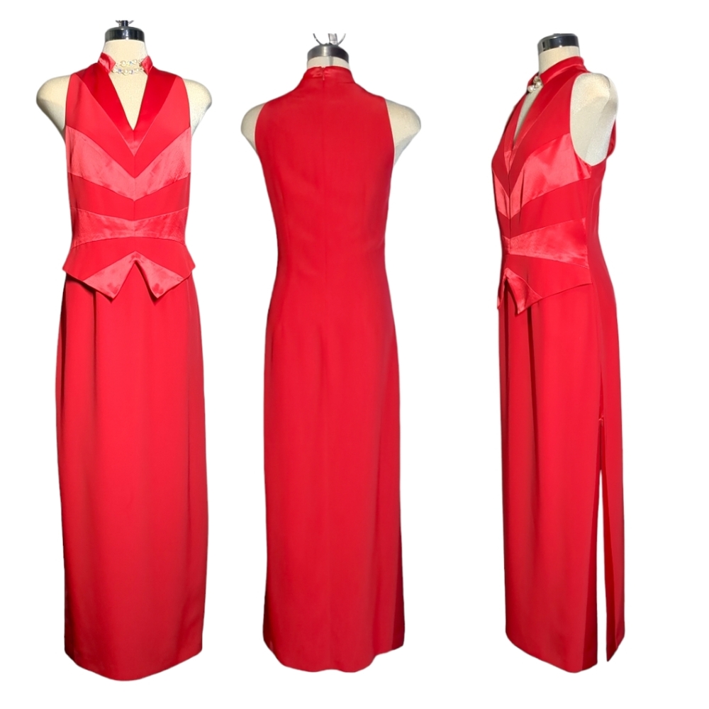 Jhoseff Ribboff  Red Satin Formal Elegant Dress.    Size 10